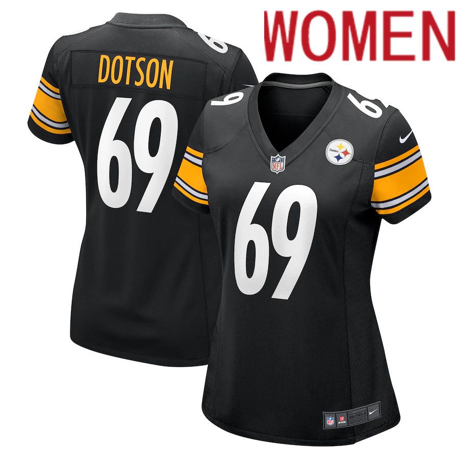 Cheap Women Pittsburgh Steelers 69 Kevin Dotson Nike Black Game NFL Jersey